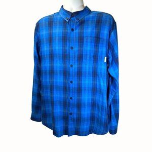Columbia mens Blue Plaid Long Sleeve Collared Button Up Casual Shirt Size Large